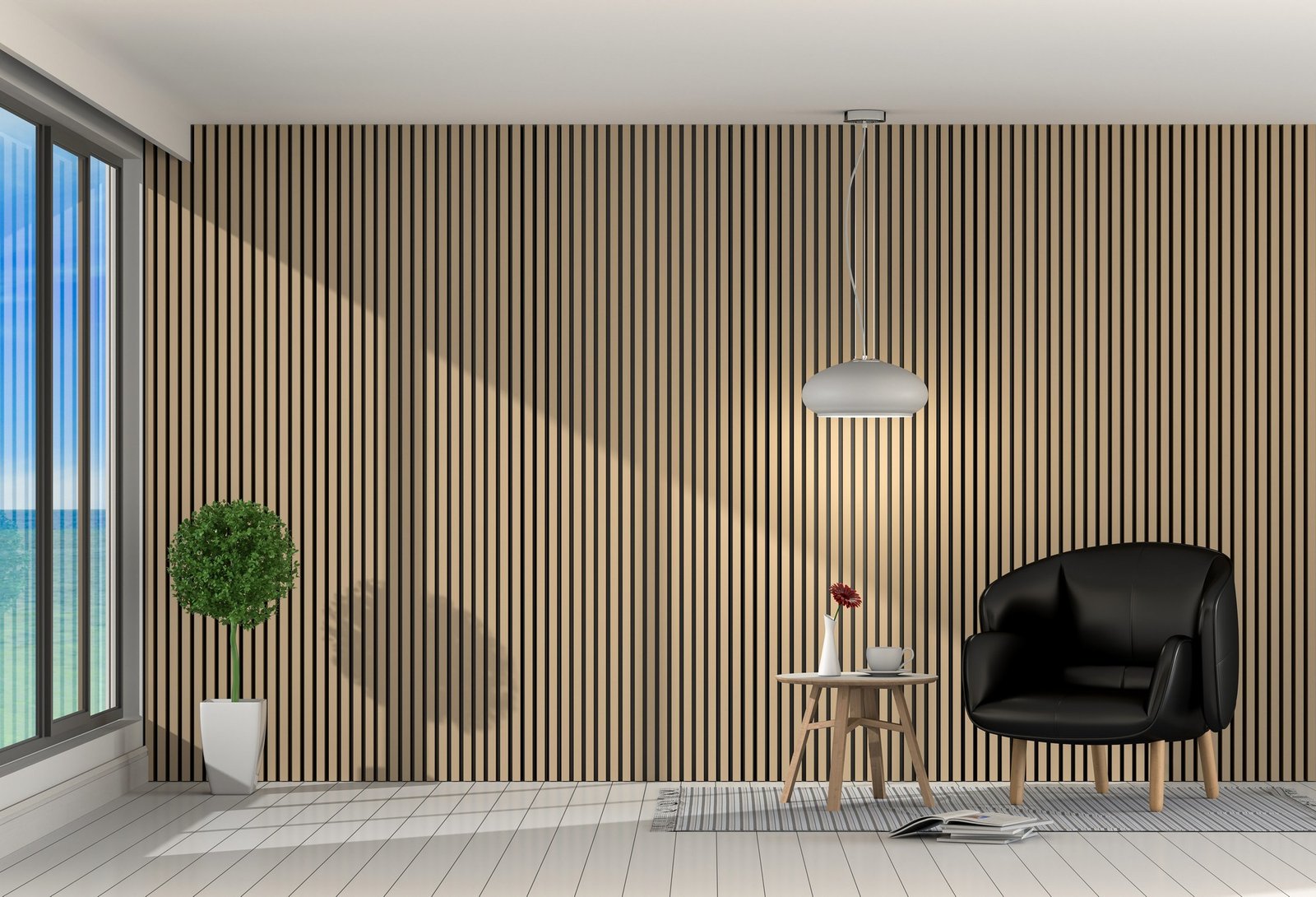 Akustikpaneele an der Wohnzimmerwand